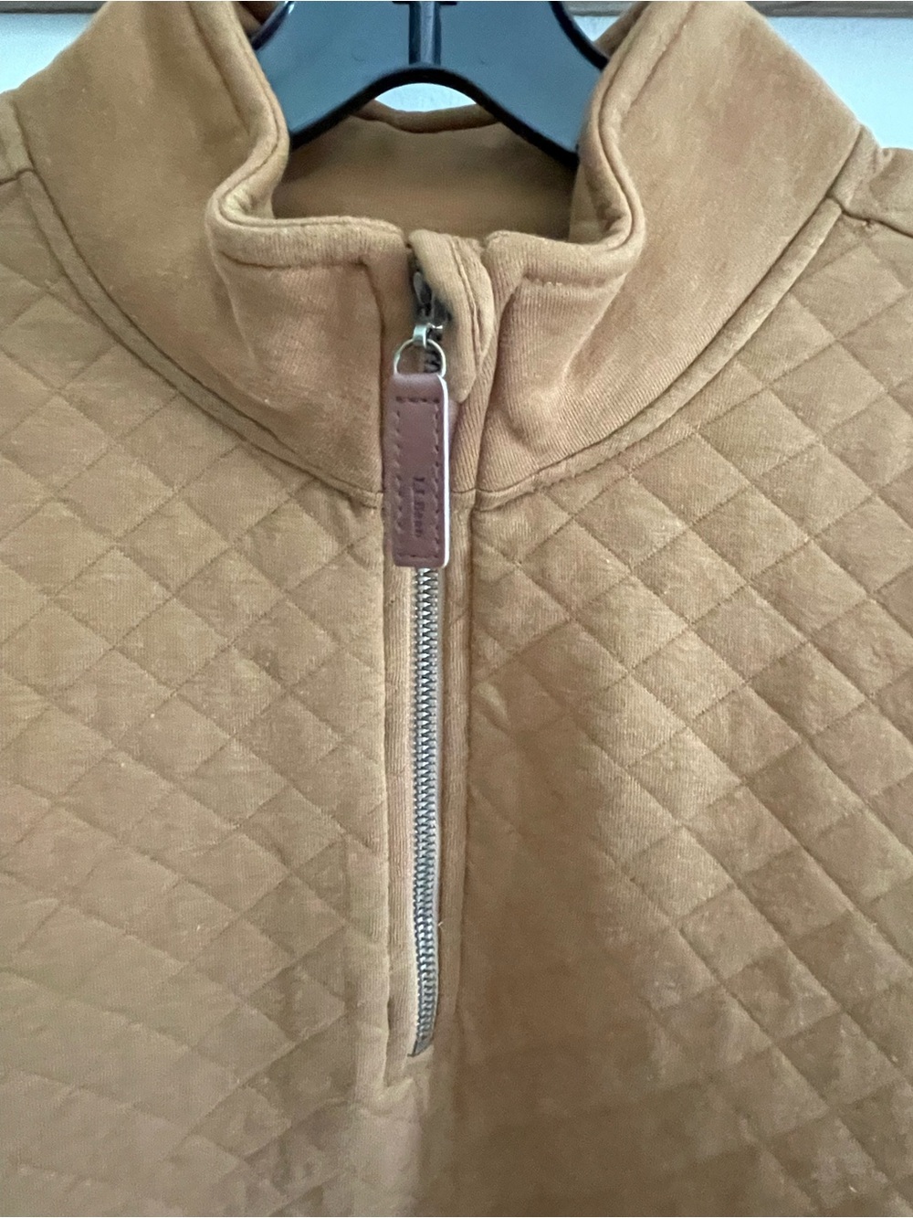 LL Bean Quilted Half-Zip Sweater in Brown - Picture 8 of 9